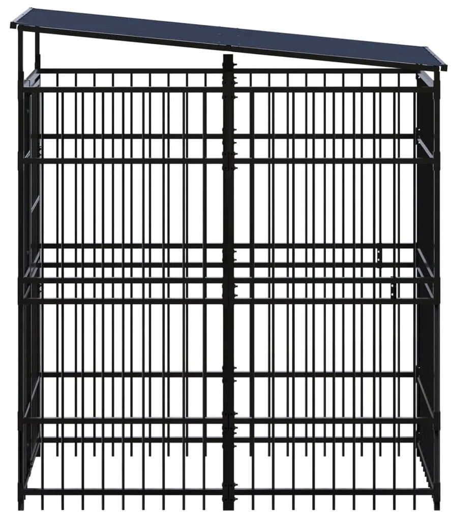 vidaXL Κλουβί Σκύλου Εξωτερικού Χώρου με Ατσάλινη Οροφή 1,84 μ²