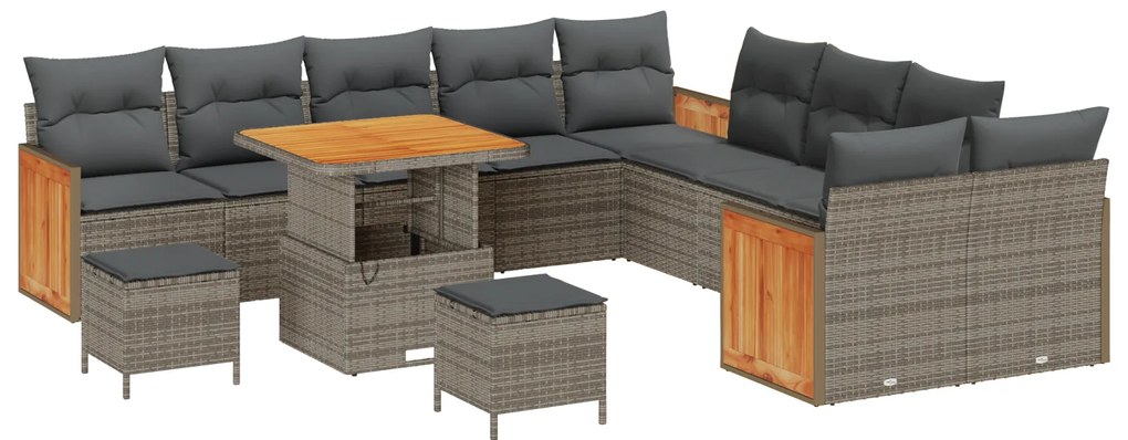 vidaXL Σετ Καναπέ Κήπου με μαξιλάρι 13 pcs Γκρι 80 x 80 x 71 cm