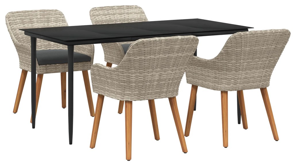 vidaXL Σετ τραπεζαρίας 5 pcs Ανοιχτό γκρι και Μαύρο Large