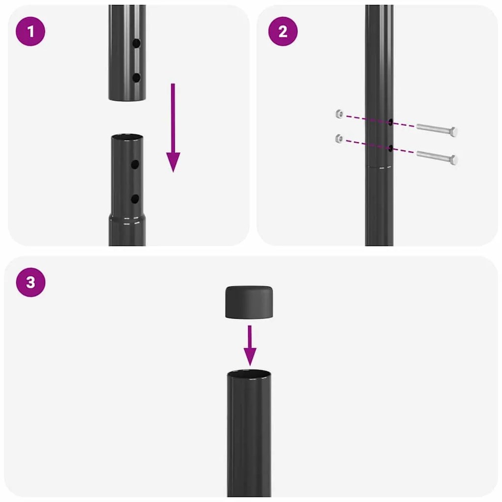 vidaXL Στύλος Περιφράξεων 12 pcs Γκρι Ατσάλι με Επικάλυψη Πούδρας