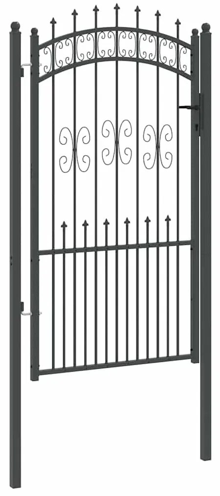 vidaXL Πύλη Φράχτη με Στρογγυλή Κορυφή Γκρι 103 x 175 cm Ατσάλι