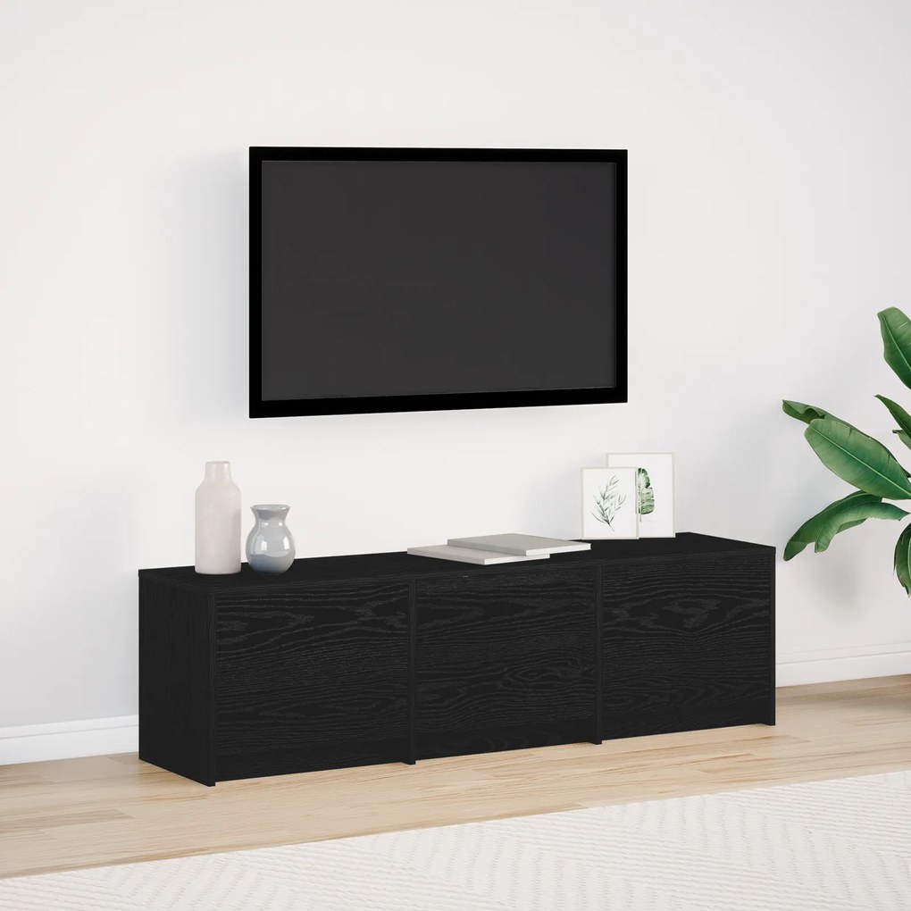 vidaXL TV Cabinet με LED Μαύρη Βελανιδιά 140x34x40 cm Επεξεργασμένο Ξύλο