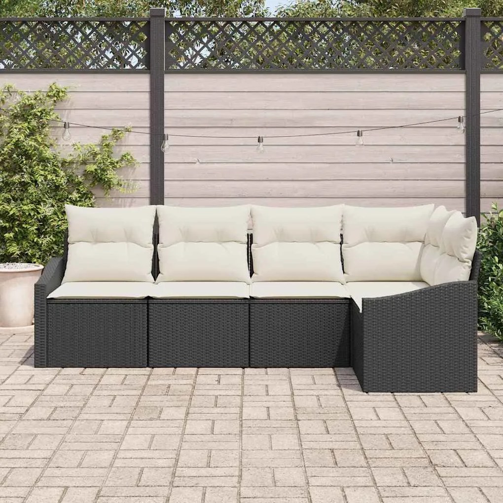 vidaXL Σετ Καναπέ Κήπου 5 pcs Μαύρο Πολυ ράταν
