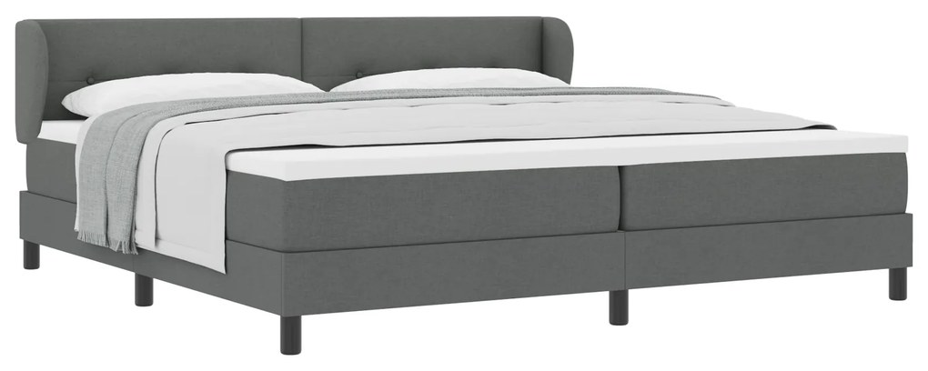 vidaXL Κρεβάτι Box Spring με Στρώμα Γκρι 200x200 εκ. Υφάσματος