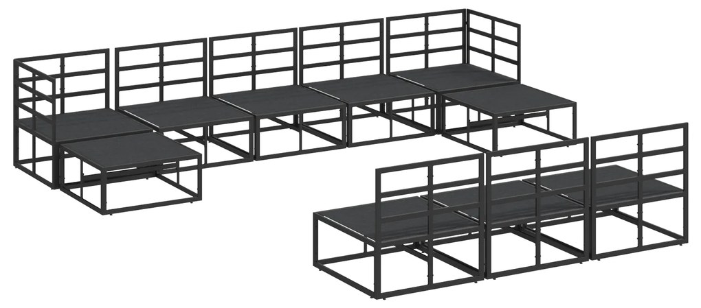 vidaXL Σετ Καναπέ Κήπου 10 pcs Μαύρο 353 x 141.5 x 71 εκ Αλουμίνιο