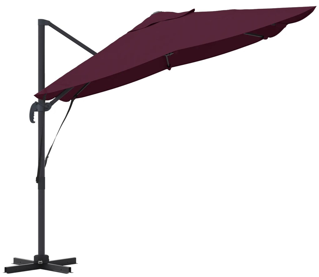 vidaXL Κάντιλερ Ρόμα Παράσολ Μπορντώ Κόκκινο 352x251x260 εκ. Αλουμίνιο