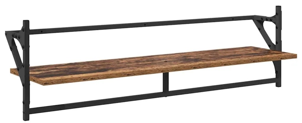 vidaXL Σετ ραφιών τοίχου με ράφι 6 pcs Παλιό Ξύλο 100 x 25 x 30 cm