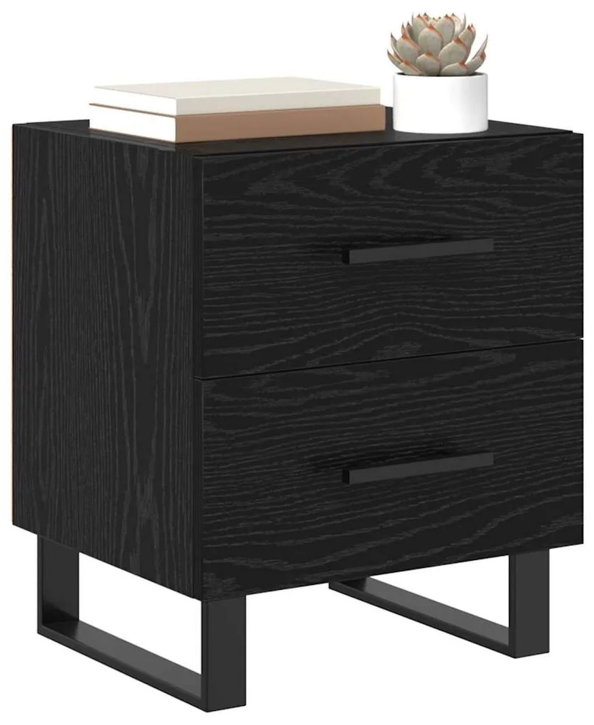 vidaXL Κομοδίνο Μαύρη Οξυά 40 x 35 x 47,5 εκ Επεξεργασμένο ξύλο