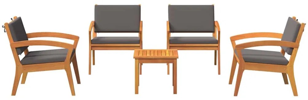 vidaXL Σετ μπιστρό 5 pcs Καφέ 59,5 x 70,5 x 72,5 εκ Πολυεστέρας