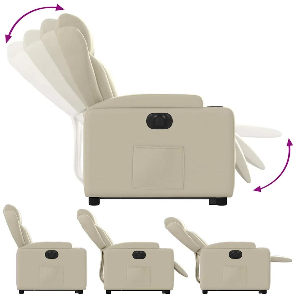 vidaXL Πολυθρόνα Ηλεκτρ. Ανακλινόμενη με Ανύψωση Κρεμ Συνθ.Δέρμα
