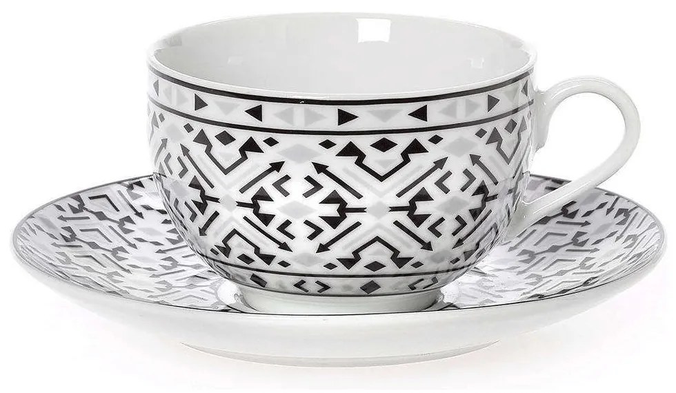 Φλυτζάνι Τσαγιού Με Πιατάκι Nostro 25.860.16 250ml Black-White Cryspo Trio Porcelain