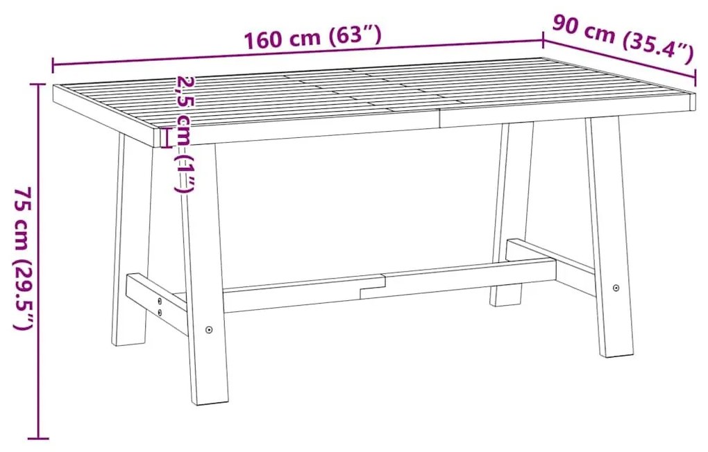 Τραπεζαρία NOAIN με πόδια σχήματος Α 160x90x75 cm - Καφέ