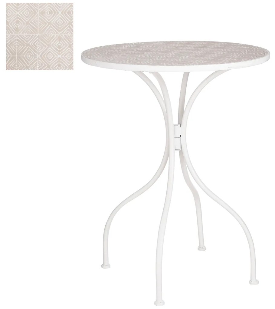 ΤΡΑΠΕΖΙ Caprice ΓΚΡΙ ΜΕΤΑΛΛΟ ΛΕΥΚΟ - h76xd61cm