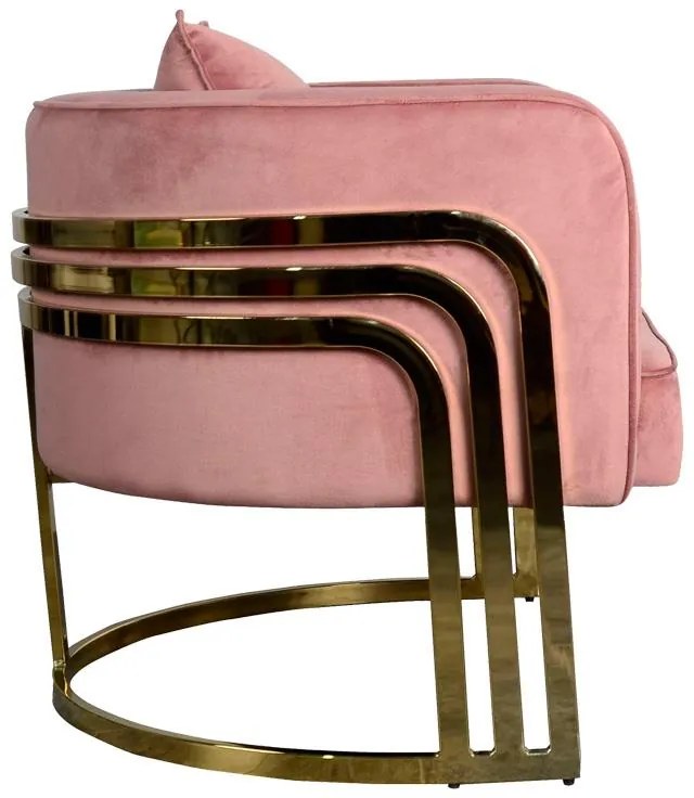Πολυθρόνα Roblu χρυσό μέταλλο και βελούδο σε απόχρωση σάπιο μήλο 72x77.4x70εκ 72x77.4x70 εκ.