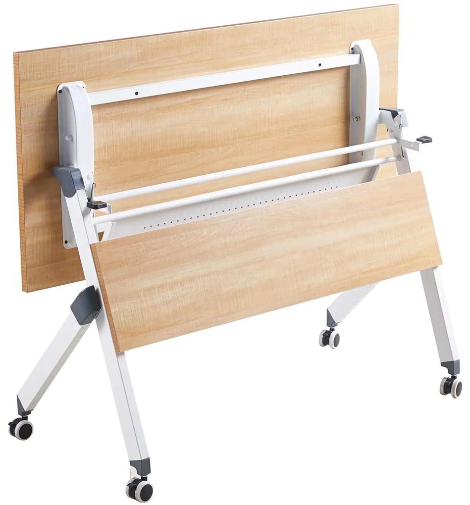 UNIT Γραφείο Η/Υ, Μέταλλο Βαφή Άσπρο, Melamine Απόχρωση Sonoma 120x55x75cm