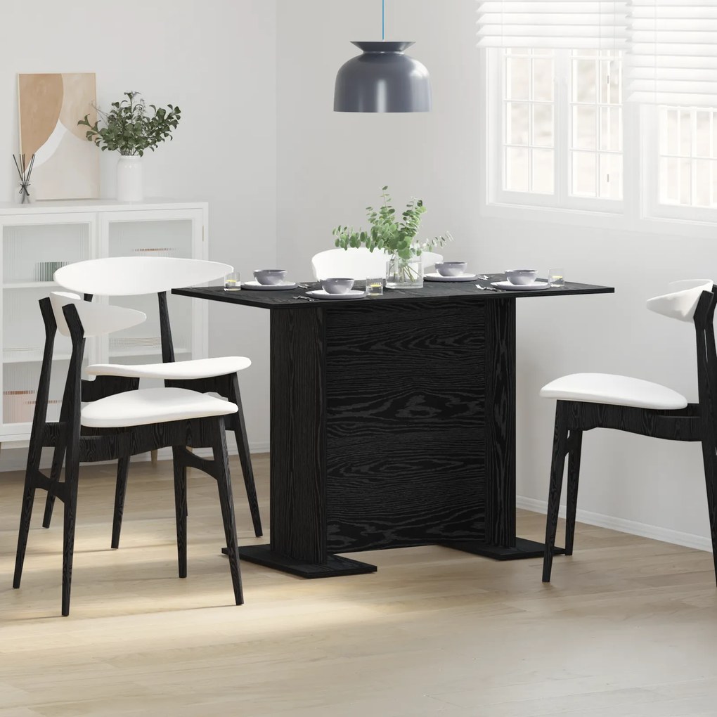 vidaXL Τραπέζι Τραπεζαρίας Μαύρη Δρυς 110x60x75 εκ Επεξεργασμένο Ξύλο