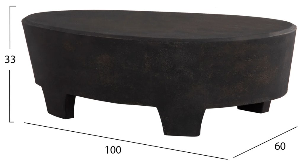 ΤΡΑΠΕΖΙ ΣΑΛΟΝΙΟΥ ΟΒΑΛ ΣΕΙΡΑ SANTORINI HM18066 MDF ΣΕ ΜΑΥΡΟ ΧΡΩΜΑ 100x60x33Υεκ.