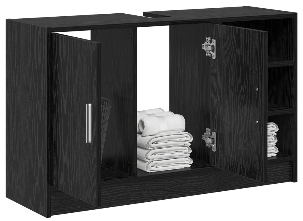 vidaXL ντουλάπι λεκάνης  Μαύρης Δρυς 90x29x55 εκ. Επεξεργασμένο Ξύλο