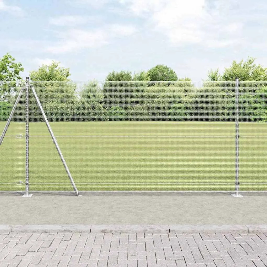 vidaXL Φράχτης με Στήλες. Ασημί 1.2 x 25 m Ατσάλι