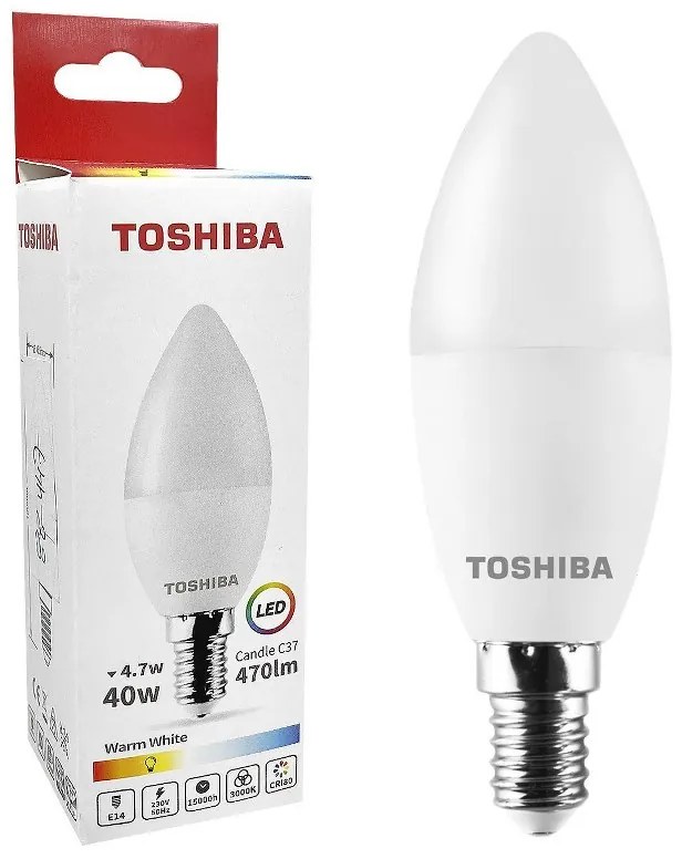 Λάμπα Led C37 4,7W E14 Θερμό Φως Toshiba 88-447