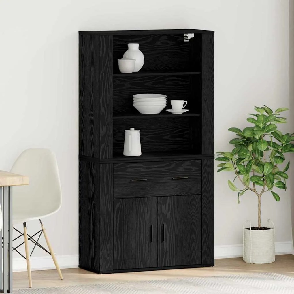 vidaXL Highboard Μαύρη Οξυά 80 x 33 x 150 εκ Επεξεργασμένο ξύλο