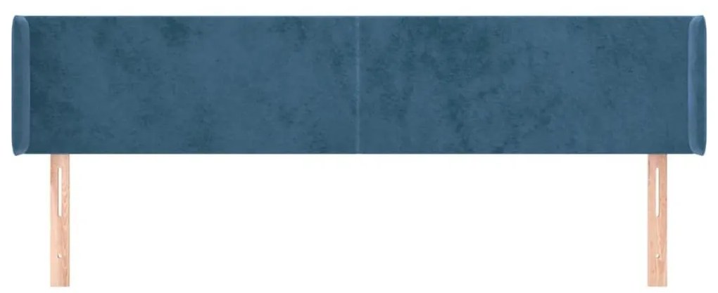 Κεφαλάρι με Πτερύγια Σκούρο Μπλε 203x16x78/88 εκ. Βελούδινο - Μπλε