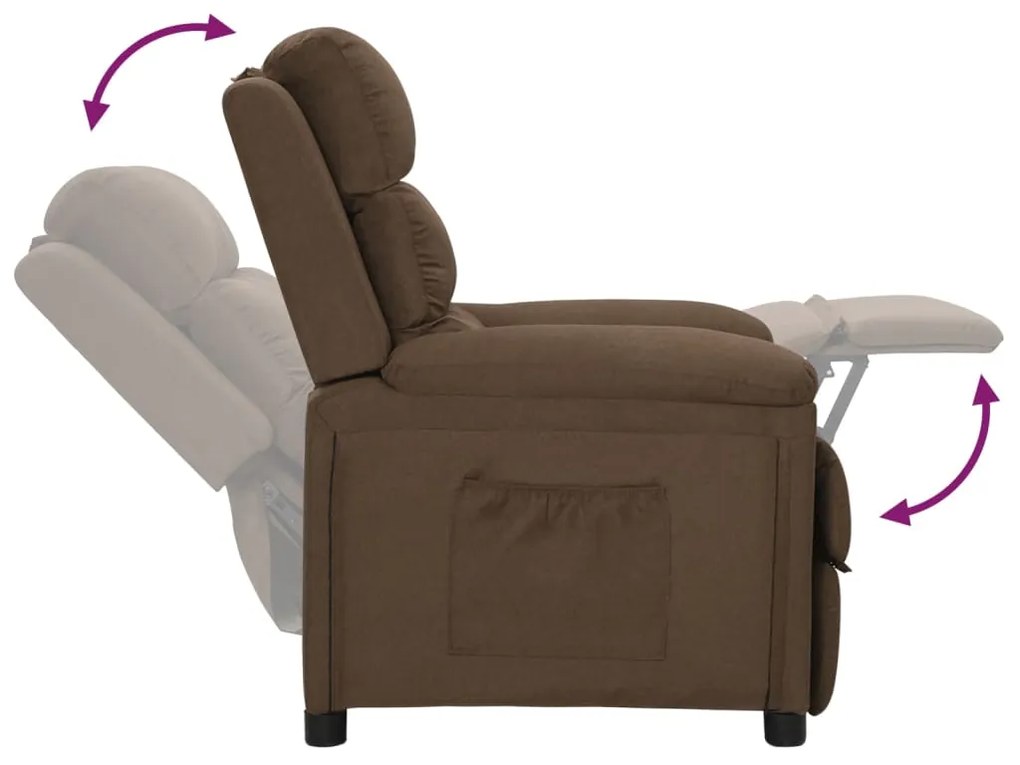 vidaXL Πολυθρόνα Ανακλινόμενη Καφέ Υφασμάτινη