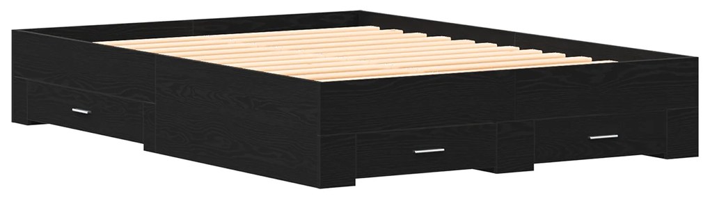 vidaXL Κρεβάτι με Συρτάρια Μαύρο Δρυς 135x190 εκ. Μηχανικά Ξύλα