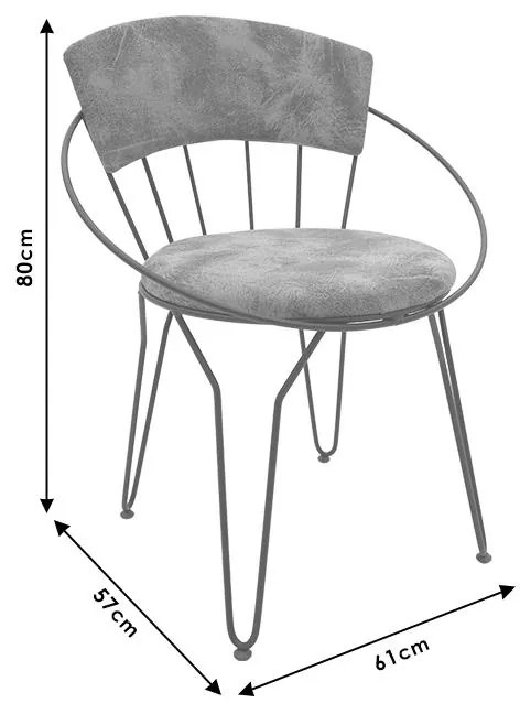 Καρέκλα Macon ύφασμα γκρι-μαύρο πόδι 61x57x80 εκ.