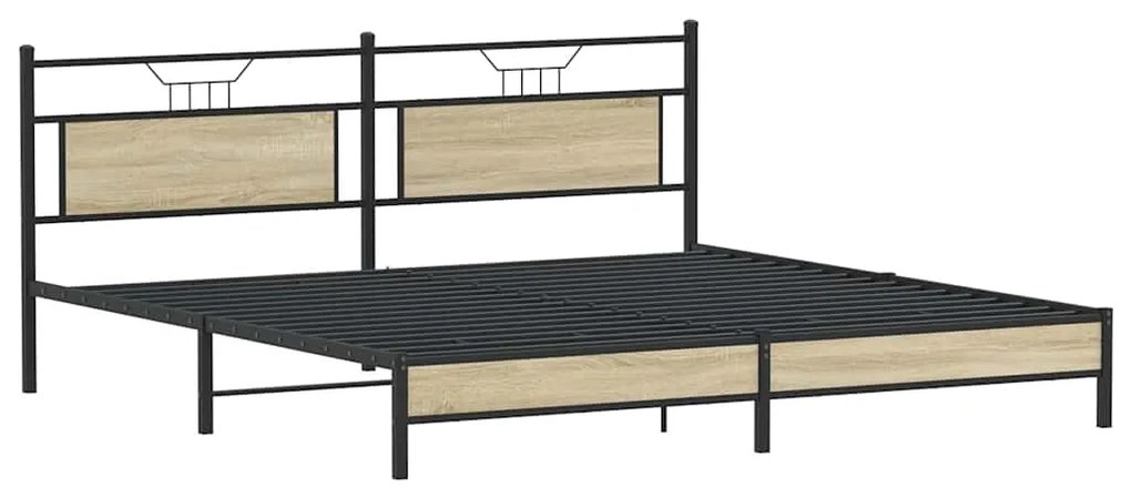 vidaXL Σκελετός Κρεβ. Χωρίς Στρώμα Sonoma Δρυς 193x201 εκ. Μεταλλικό