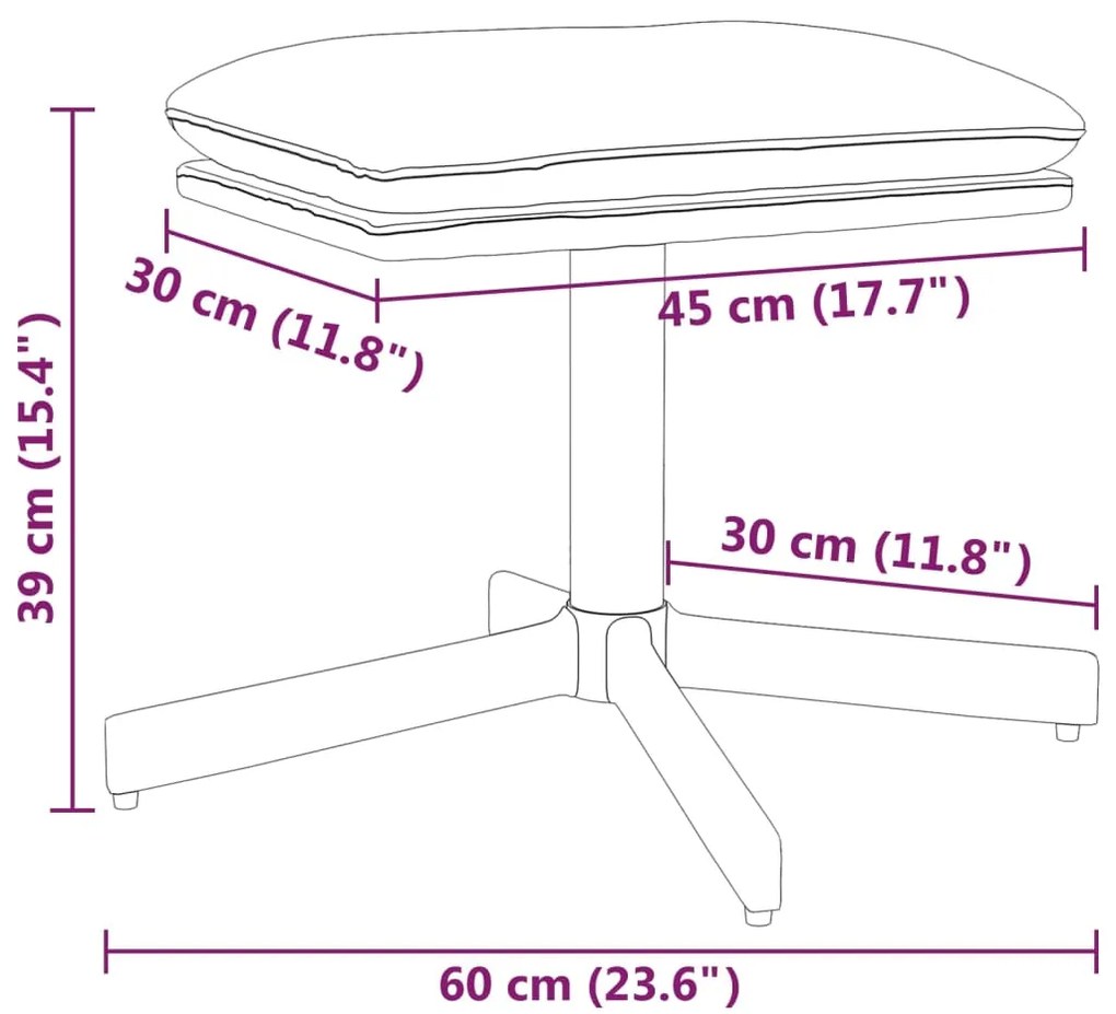 vidaXL Υποπόδιο Μαύρο 60 x 60 x 39 εκ. από Συνθετικό Δέρμα