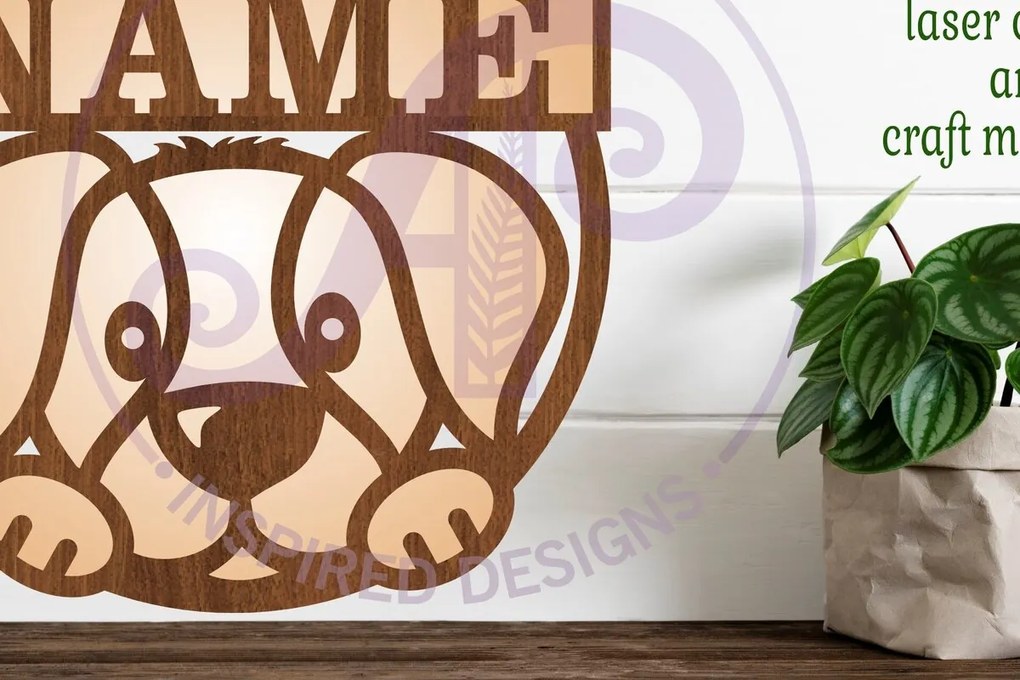 Σετ των 2 Intra απο ξύλο plywood 3mm-4mm πάχος - Πρότυπο κοπής λέιζερ  Sin Name Dog Δίασταση 30x20 cm INTRAFABR-95776187