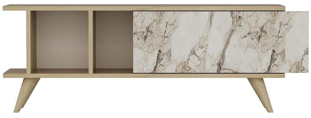 Έπιπλο Tηλεόρασης Liberty 327ODS1123 120x30x45cm Marble Effect White-Oak