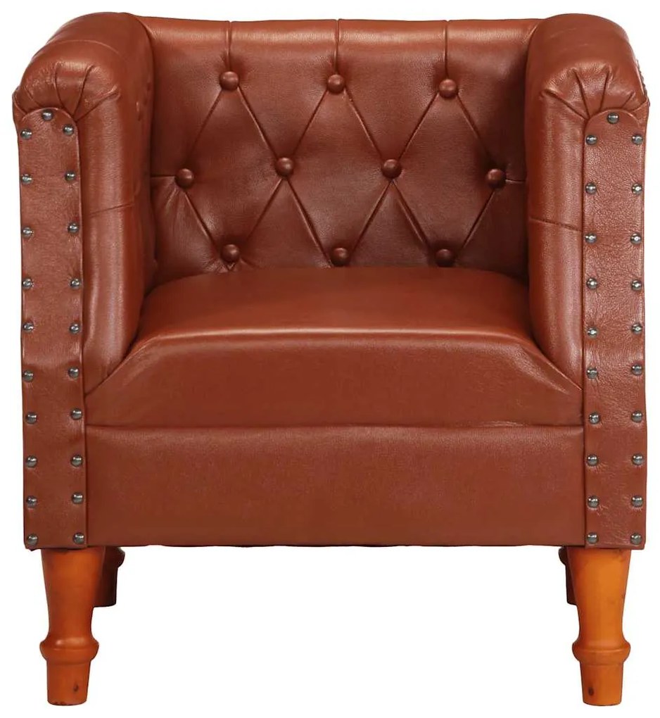 vidaXL Πολυθρόνα Καφέ από Γνήσιο Δέρμα