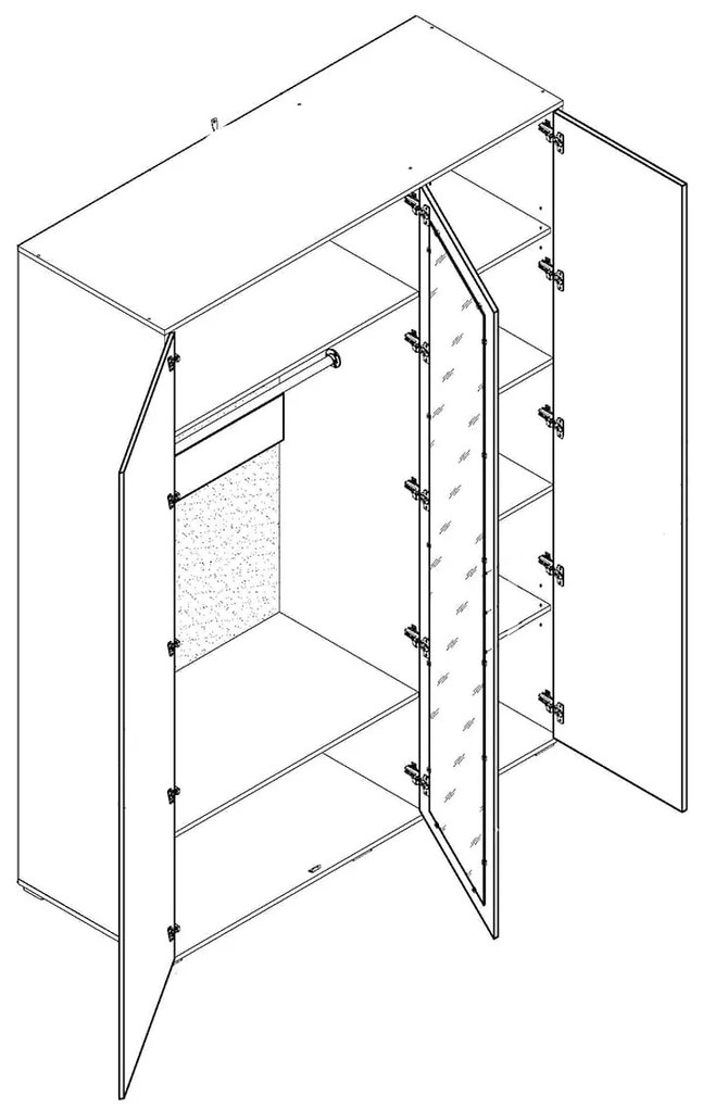 Τρίφυλλη Ντουλάπα PIXIE Φυσική-Λευκή 149.8x55.3x210cm