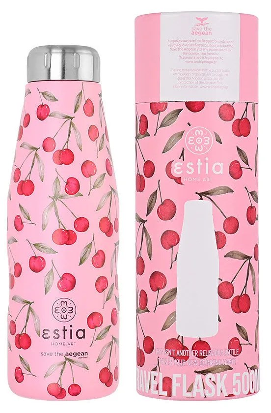 Μπουκάλι Θερμός Travel Flask Save The Aegean Cherry Rose 500ml - Estia