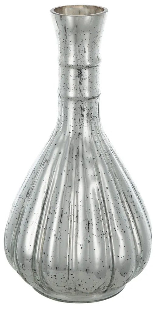 Artekko Artekko Silver Γυάλινο Ασημί Αντικέ Διακοσμητικό Βάζο (12.5x12.5x25)cm 70456