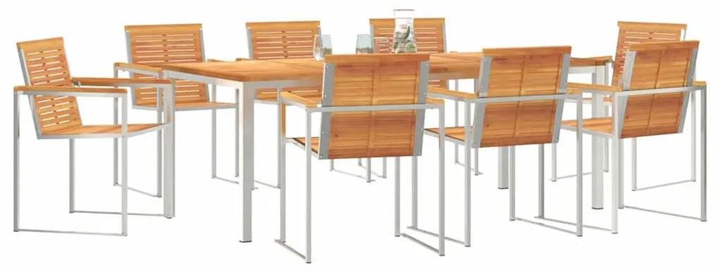 vidaXL Σέτ φαγητού για κήπο 9 pcs Σταθερό Ξύλο Ακακίας