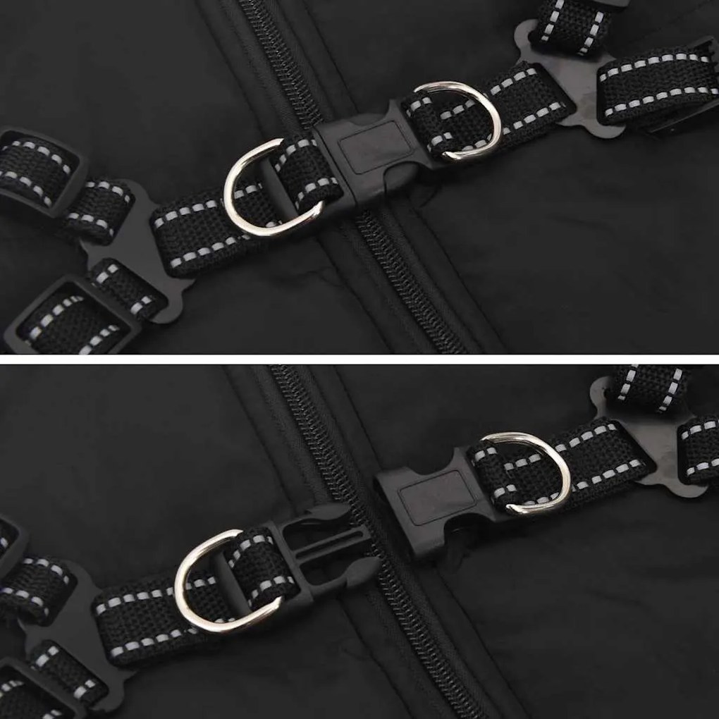 vidaXL Μπουφάν Σκύλου με ιμάντα Μαύρο 5XL Φλις και Πολυεστέρας