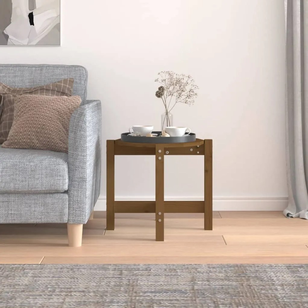 vidaXL Τραπεζάκι Σαλονιού Καφέ Μελί Ø 52,5x45 εκ. Μασίφ Ξύλο Πεύκου