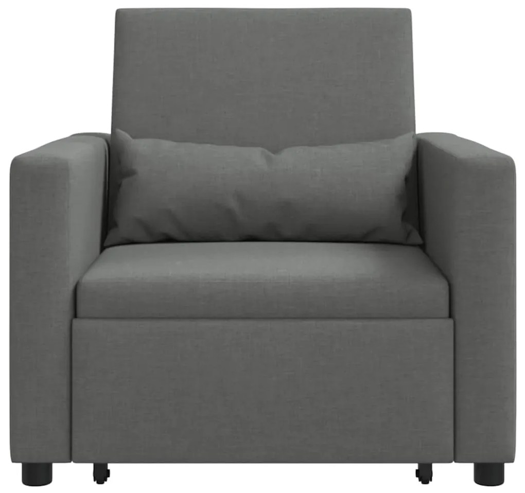 vidaXL Μονός καναπές-κρεβάτι Σκούρο γκρι 90 x 165 x 87 εκ. ύφασμα