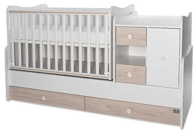 Πολυμορφικό βρεφικό κρεβάτι Mini Max  White + Light Oak  10150500045A  Lorelli