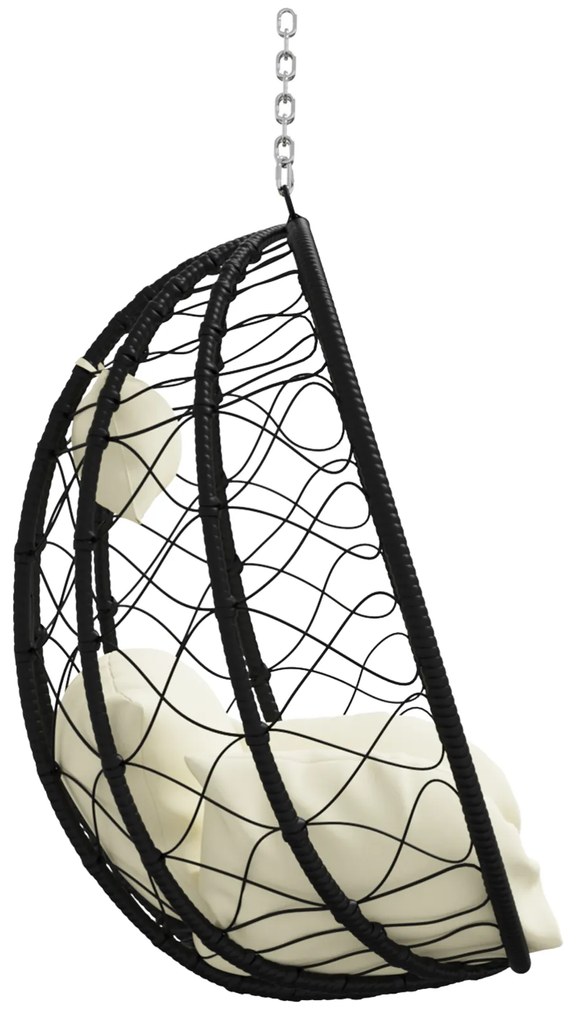 vidaXL Κρεμαστή καρέκλα αυγό Κρεμ λευκό 91.5 x 60 x 110 εκ.