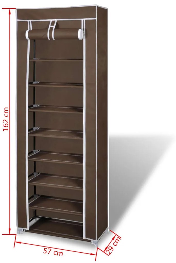 Υφασμάτινη παπουτσοθήκη με κάλυμμα 57 x 29 x 162 cm Καφέ