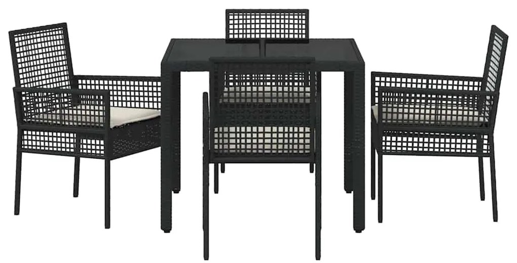 vidaXL Σέτ φαγητού για κήπο 5 pcs Μαύρο συνθετικό ρατάν