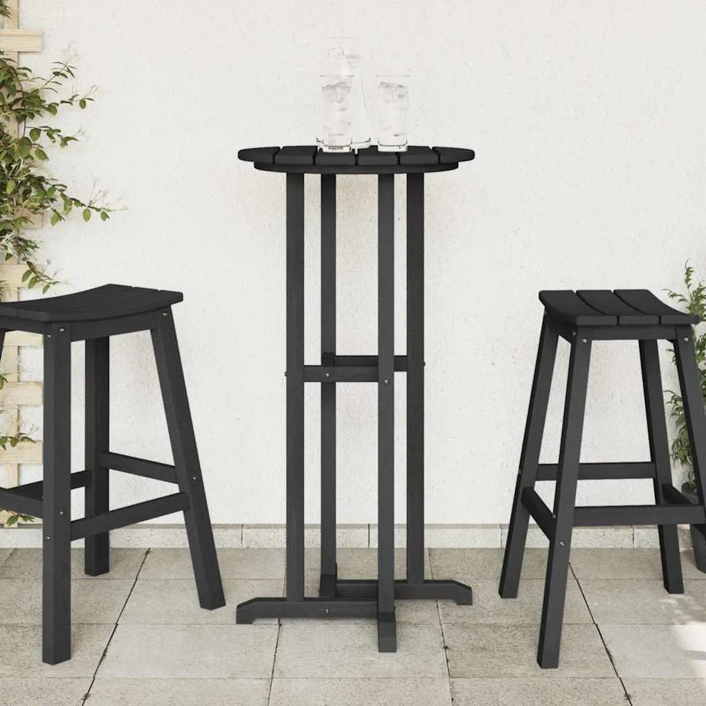 vidaXL Μπαρ Τραπέζι Μαύρο 55x55x107 εκ HDPE