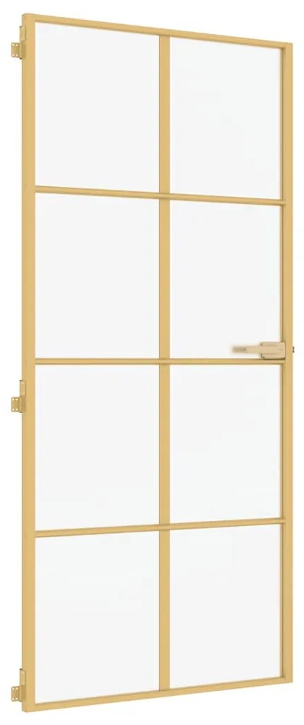 vidaXL Εσωτερική Πόρτα Χρυσή 93 x 201,5 εκ. Ψημένο Γυαλί & Αλουμίνιο
