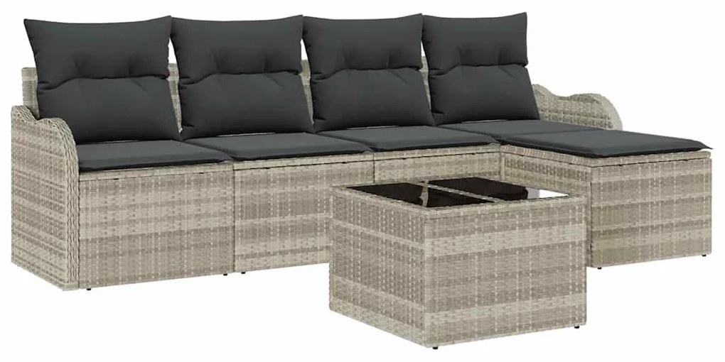 vidaXL Σετ Καναπέ Κήπου με μαξιλάρι 6 pcs Γκρι Πολυ ράταν