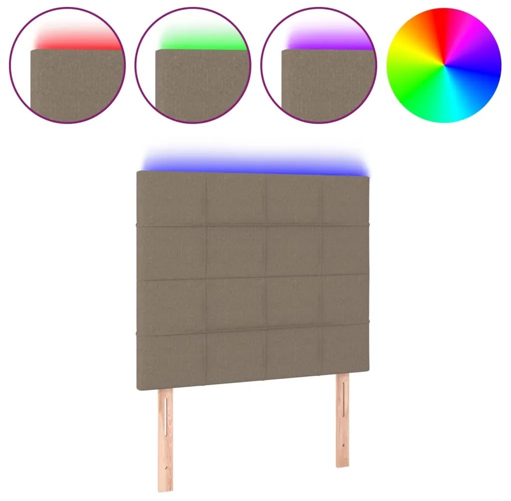 vidaXL Κεφαλάρι Κρεβατιού LED Taupe 100x5x118/128 εκ. Υφασμάτινο