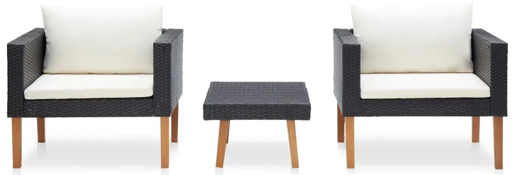 vidaXL Σαλόνι Κήπου 3 τεμ. Μαύρο από Συνθετικό Ρατάν με Μαξιλάρια